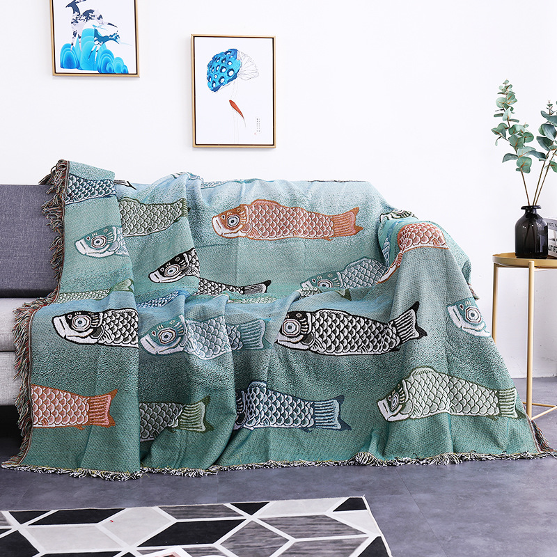 Boho Throw Blanket Fringe - 섬유 도시 Ins 현대 간단한 잉어