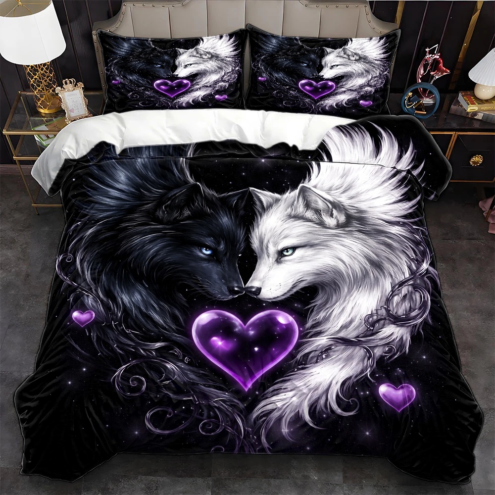 Duvet Cover Sets With Zipper - 3피스 인기 블랙 앤 화이트 더블