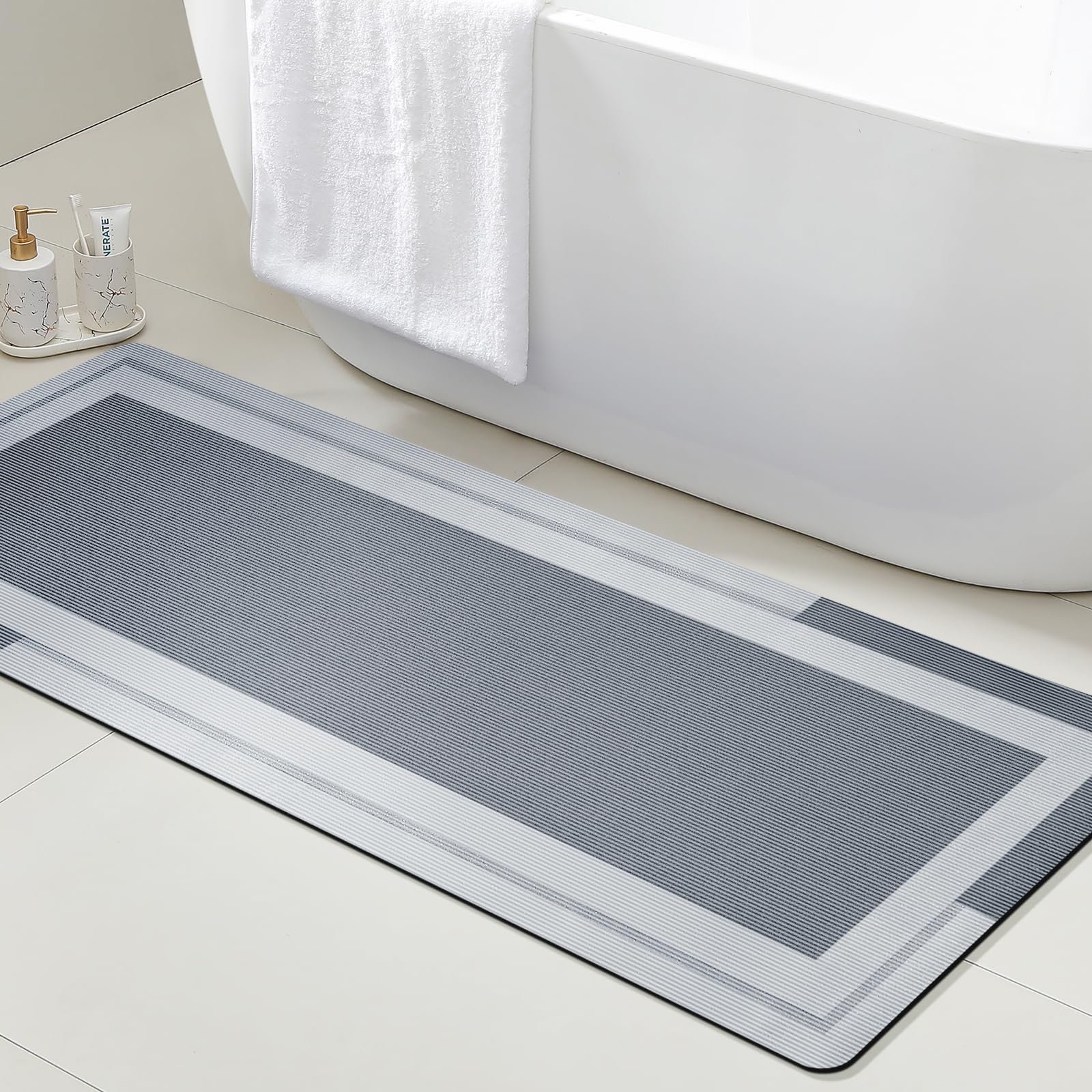 Quick Dry Diatomite Bath Mat - 미끄럼 방지 고무 뒷면이 있는 VIKAMA