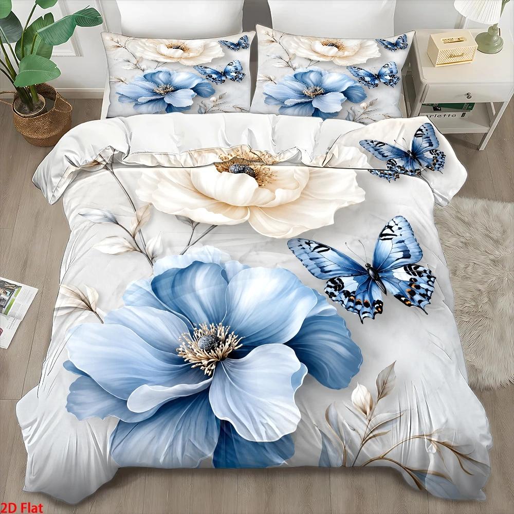 Duvet Cover Sets With Zipper - 3피스 라이트 럭셔리 스타일 블루 앤