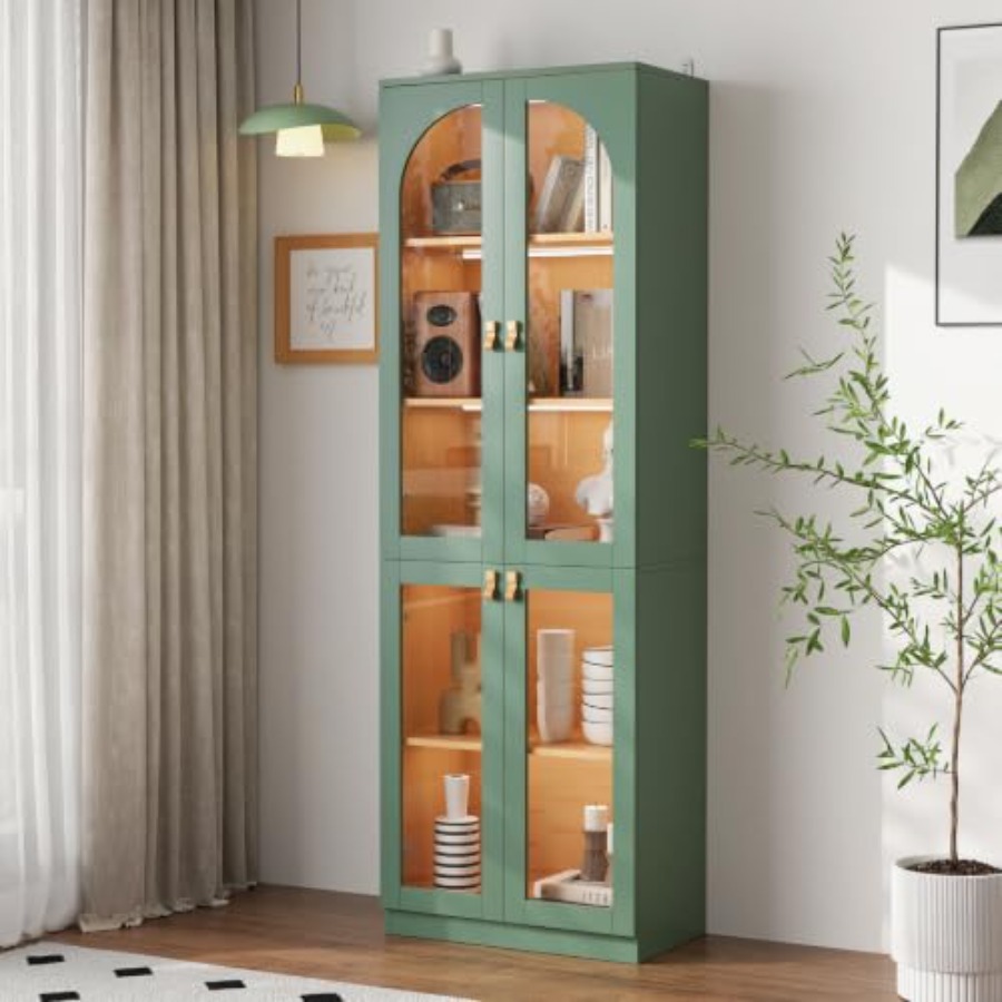 Storage & Organization - 강화유리 도어가 있는 거실 사무실 장식장,