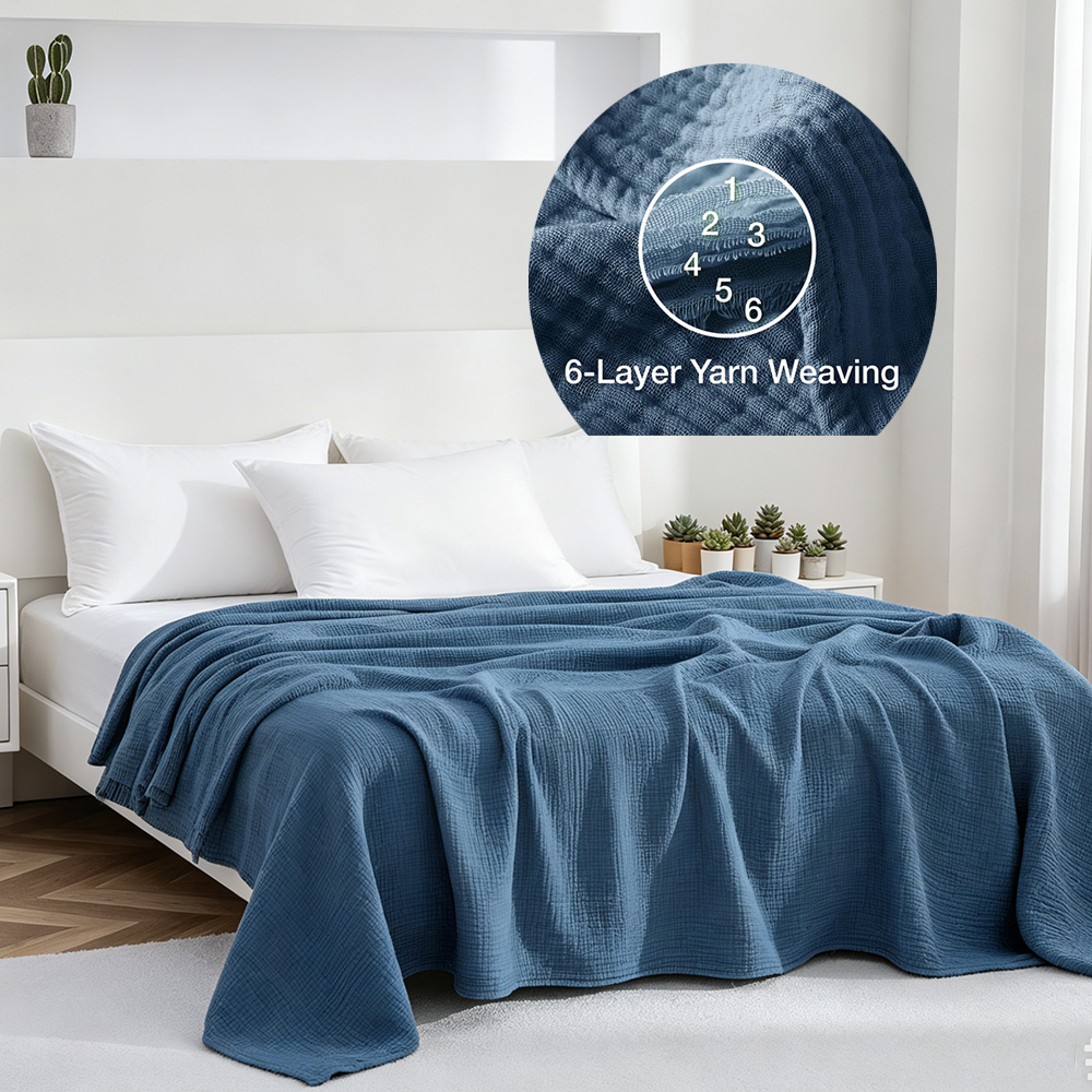 Muslin Cotton Bedspread - 6겹 면 모슬린 담요, 가벼운 면