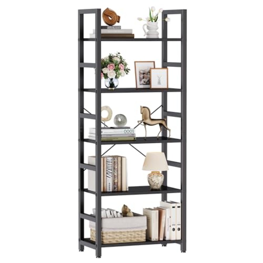 Storage & Organization - 5단 책장, 모던한 높이의 책장, 거실,