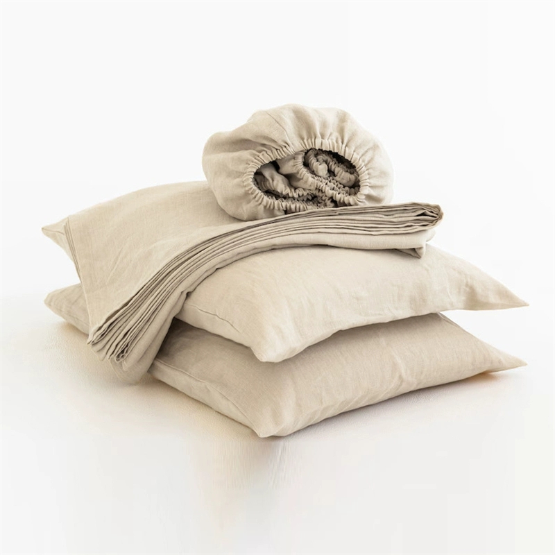 Fitted Bed Sheets Deep Pocket - 100% 린넨 소프트 침대 시트, 퀸