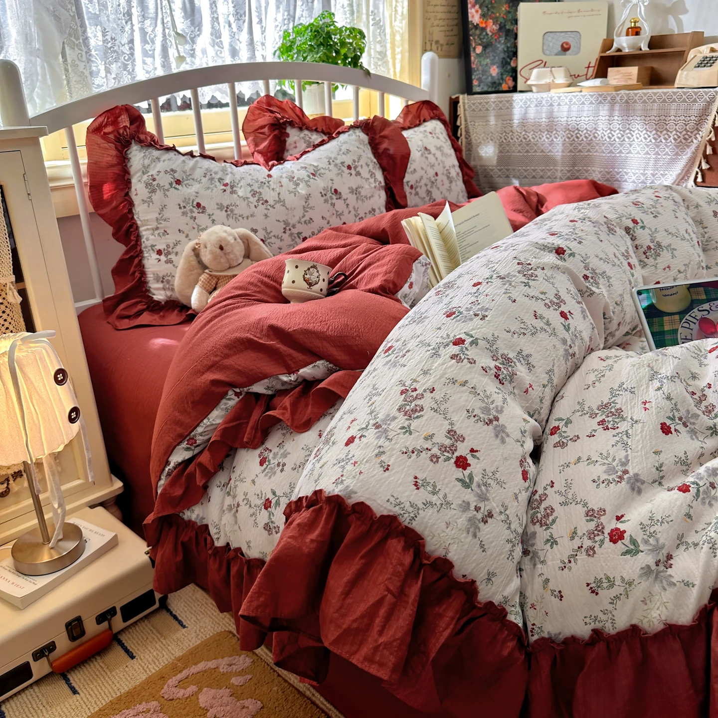 Aesthetic Floral Duvet Cover - 프랑스 빈티지 스타일 침구 세트, 컨트리