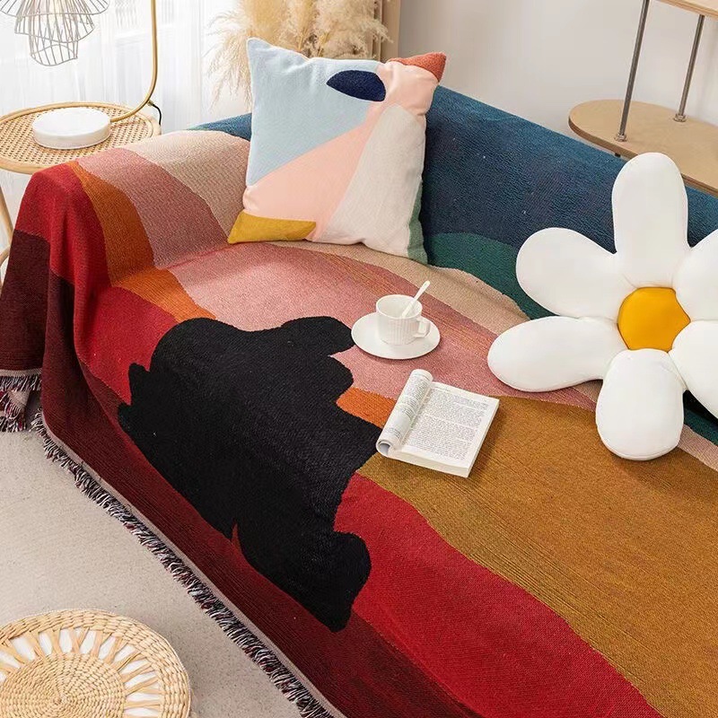 Boho Throw Blanket Fringe - 섬유 도시 Ins 황혼 스레드 담요