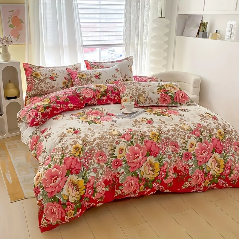 Duvet Cover Sets With Zipper - 지퍼 잠금 장치가 있는 꽃무늬 이불