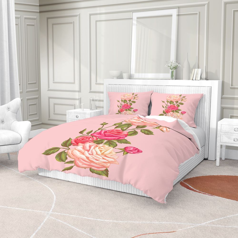 부드러운 핑크 장미 꽃무늬 이불 커버 세트 이불 커버  - Aesthetic Floral Duvet Cover 리뷰 및 가격