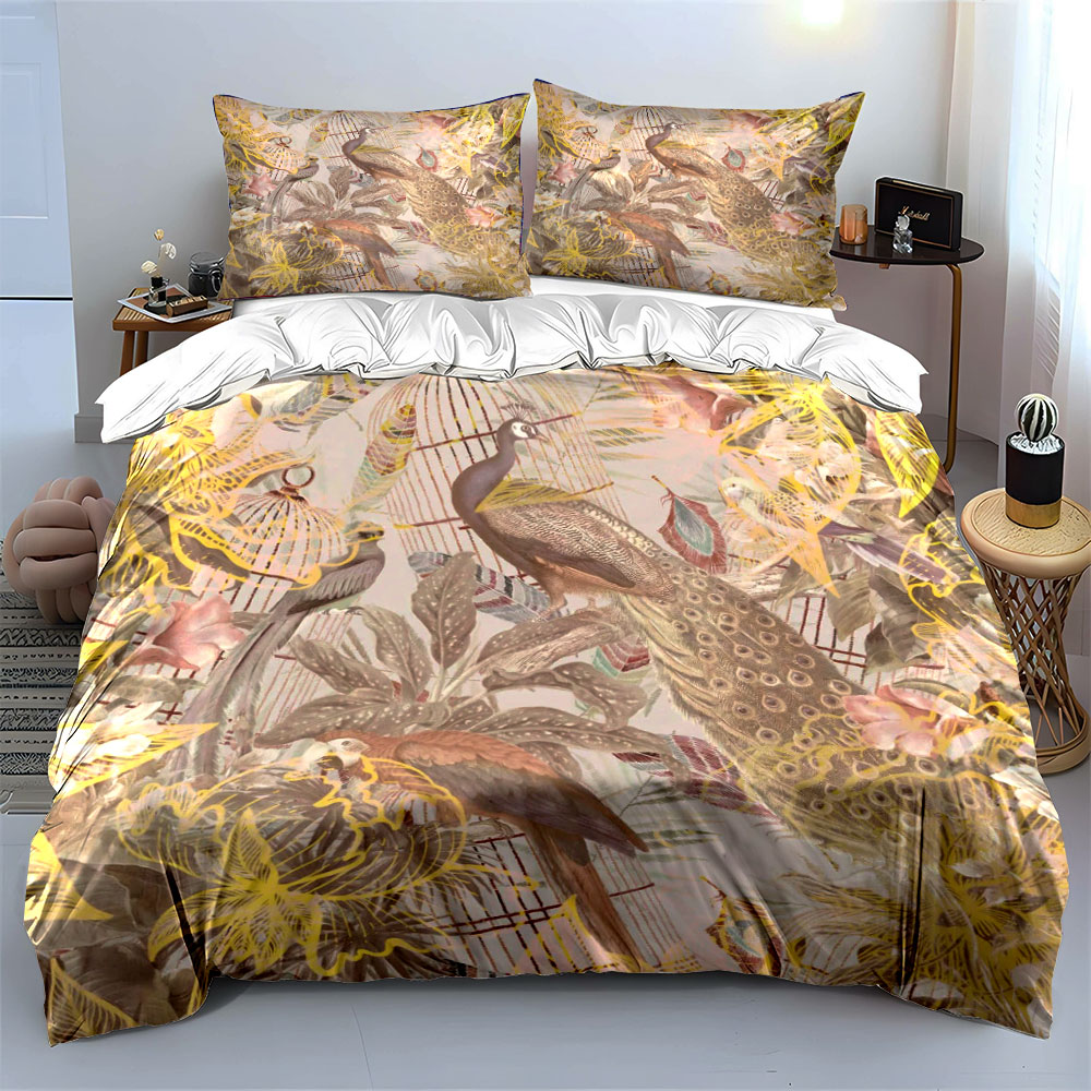 빈티지 공작 새장 침구 세트, 레트로 꽃무늬 식물 프린 - Aesthetic Floral Duvet Cover 리뷰 및 가격