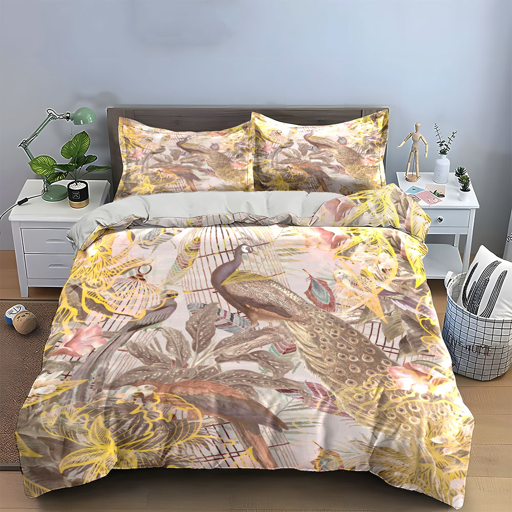 빈티지 공작 새장 침구 세트, 레트로 꽃무늬 식물 프린 - Aesthetic Floral Duvet Cover 리뷰 및 가격