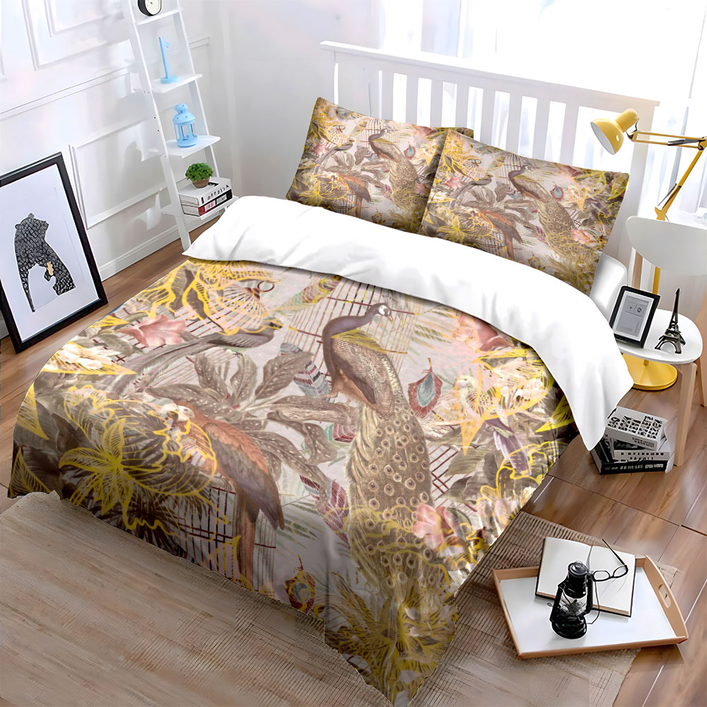 빈티지 공작 새장 침구 세트, 레트로 꽃무늬 식물 프린 - Aesthetic Floral Duvet Cover 리뷰 및 가격