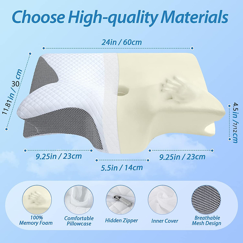 새로운 메모리폼 경추 베개 2 in 1 인체공학적 컨투 - Memory Foam Orthopedic Pillow Neck Pain 리뷰 및 가격