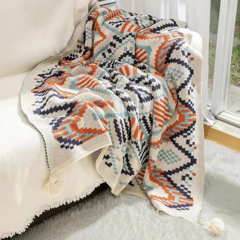 빈티지 청키 니트 보헤미안 스타일 담요 부드러운 태슬  - Boho Throw Blanket Fringe 리뷰 및 가격