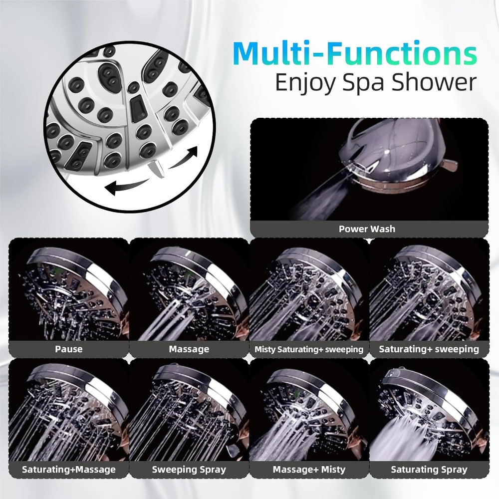 10가지 기능을 갖춘 고압 샤워헤드(핸드헬드 포함),  - High Pressure Shower Head Handheld 리뷰 및 가격