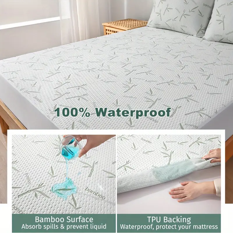 1pc 대나무 매트리스 보호대, 통기성 및 냉각 매트리 - Waterproof Mattress Protector Breathable 리뷰 및 가격