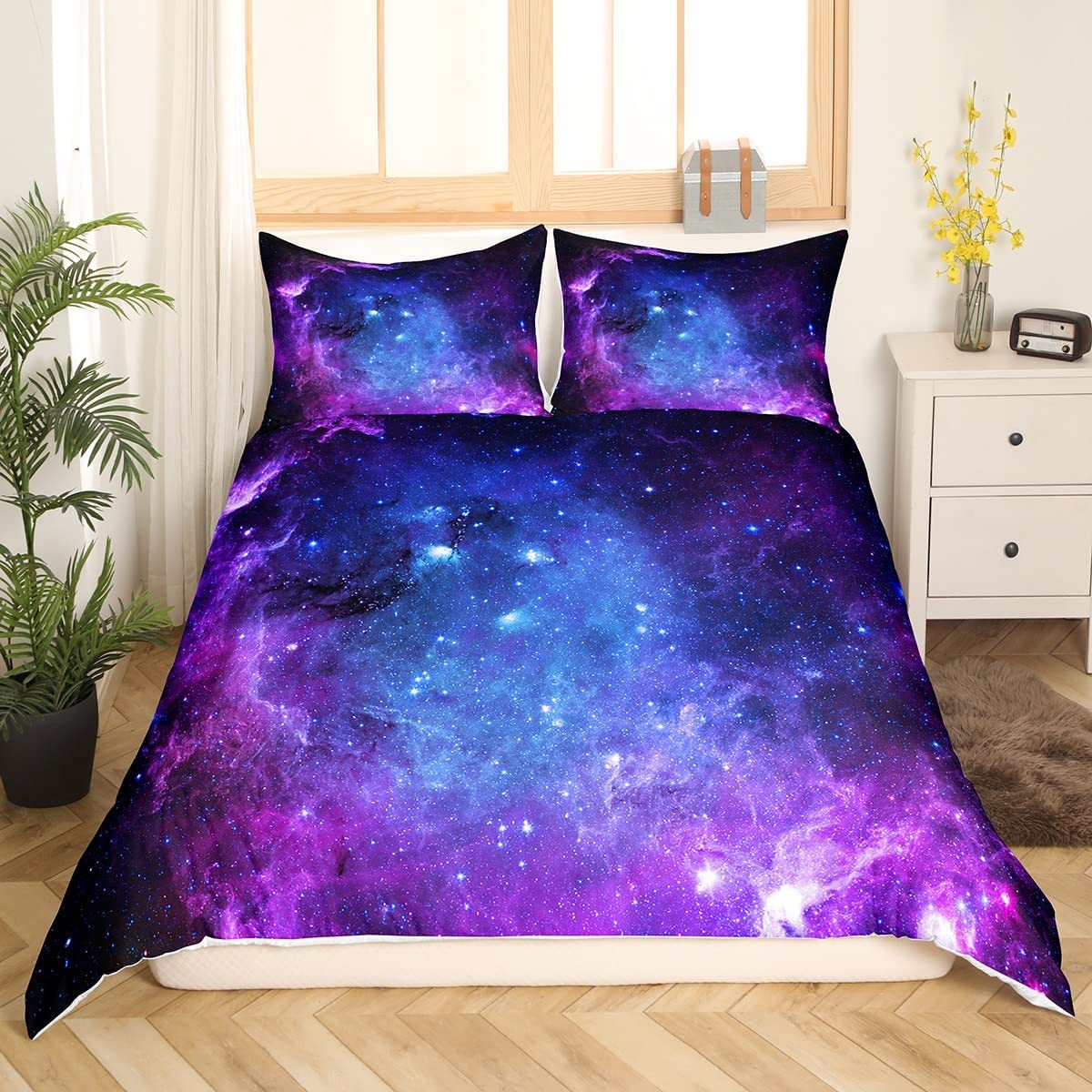갤럭시 듀벳 커버 세트, 어린이용 별이 빛나는 하늘 침 - Duvet Cover Sets With Zipper 리뷰 및 가격
