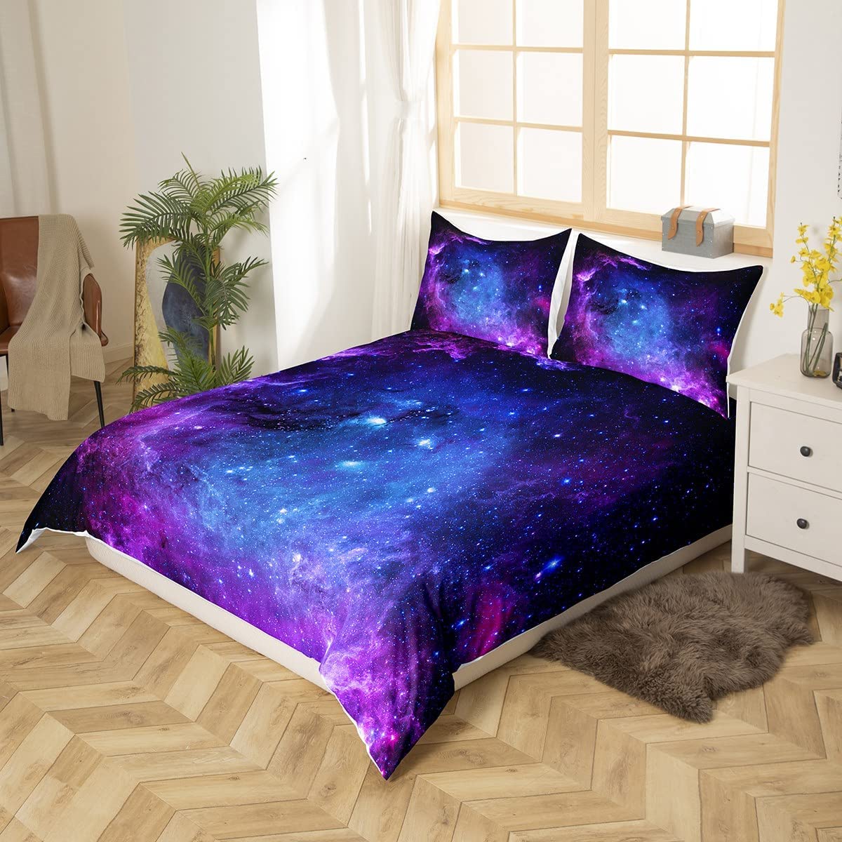 갤럭시 듀벳 커버 세트, 어린이용 별이 빛나는 하늘 침 - Duvet Cover Sets With Zipper 리뷰 및 가격