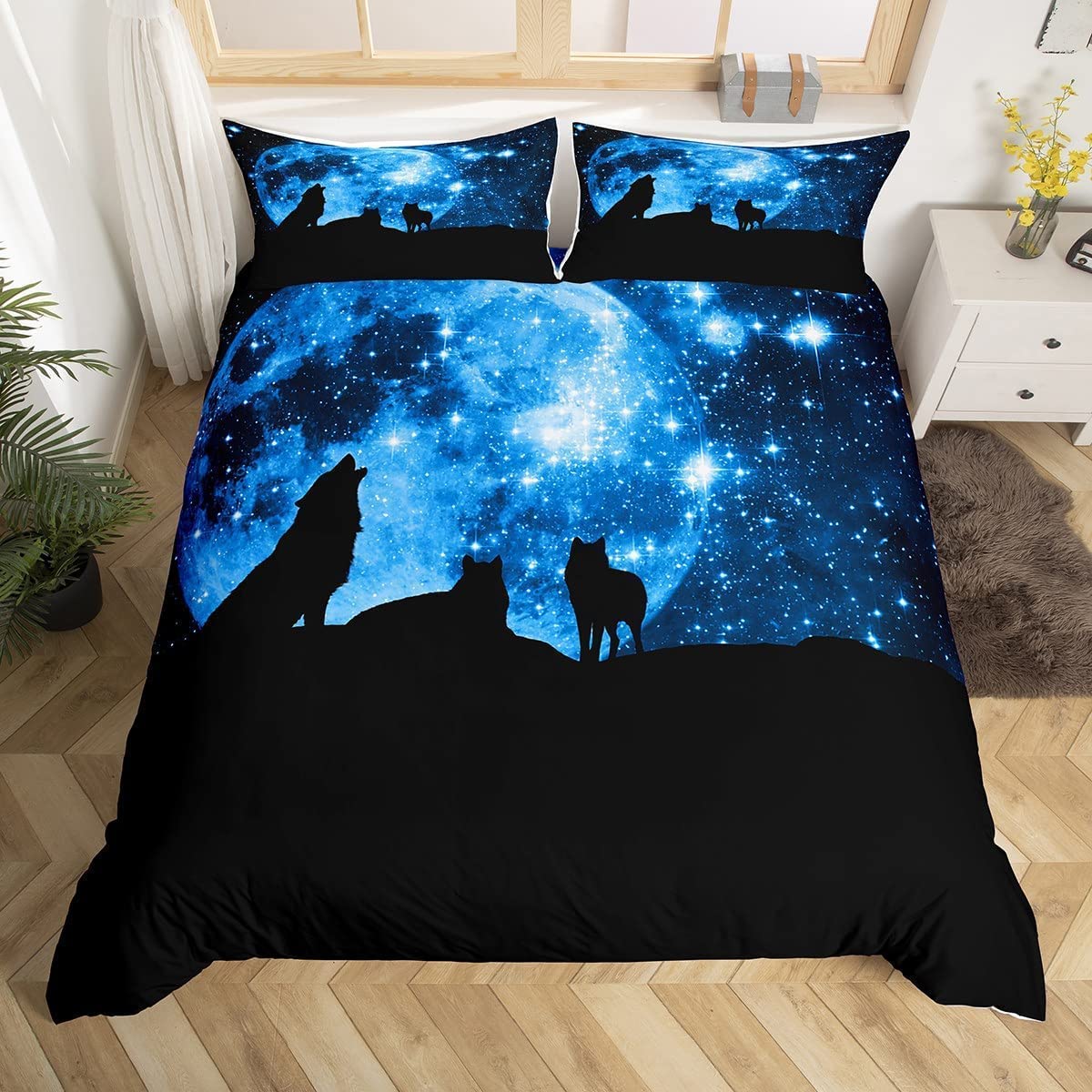 갤럭시 듀벳 커버 세트, 어린이용 별이 빛나는 하늘 침 - Duvet Cover Sets With Zipper 리뷰 및 가격