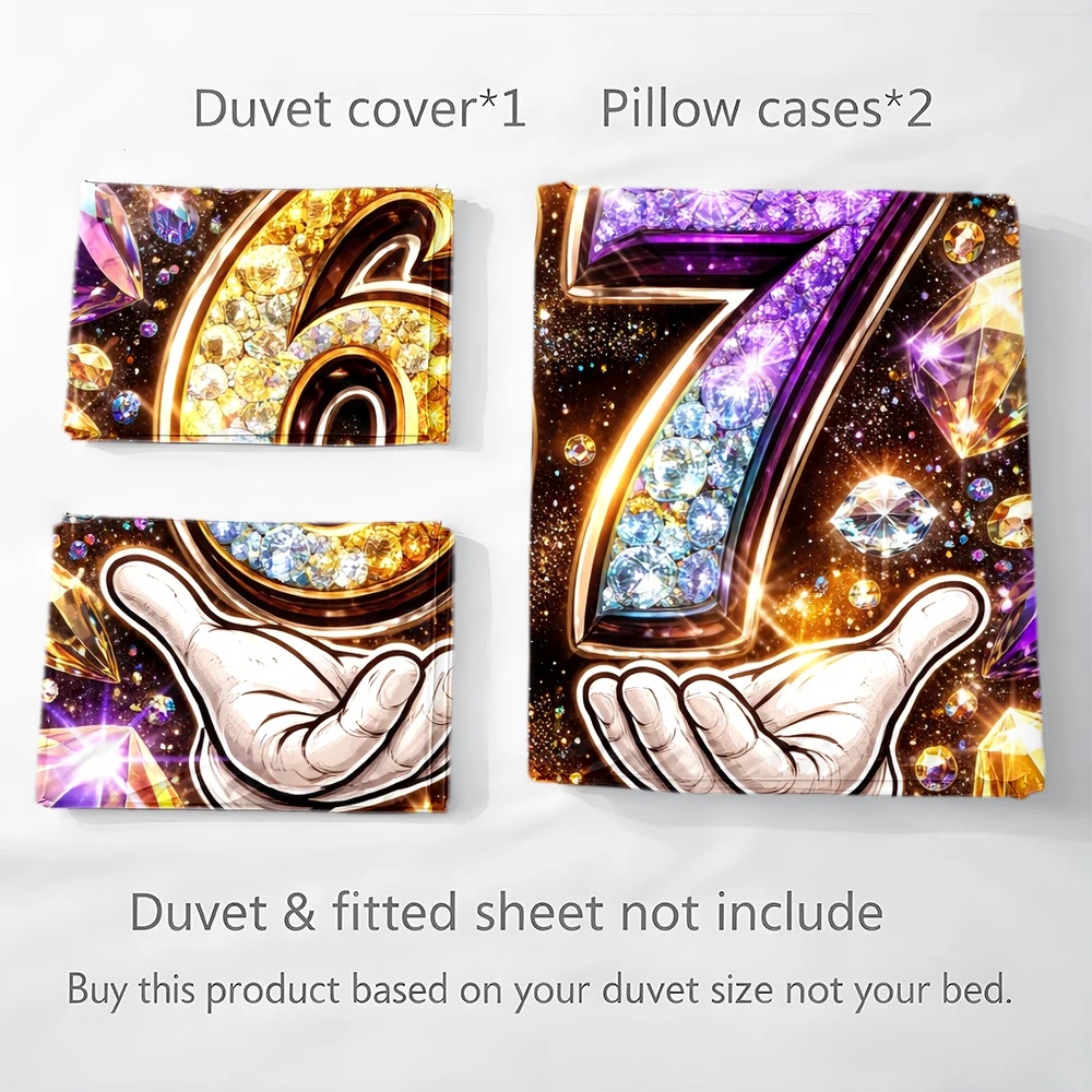 3피스 럭셔리 다이아몬드 넘버 67 이불 커버 세트,  - Duvet Cover Sets With Zipper 리뷰 및 가격