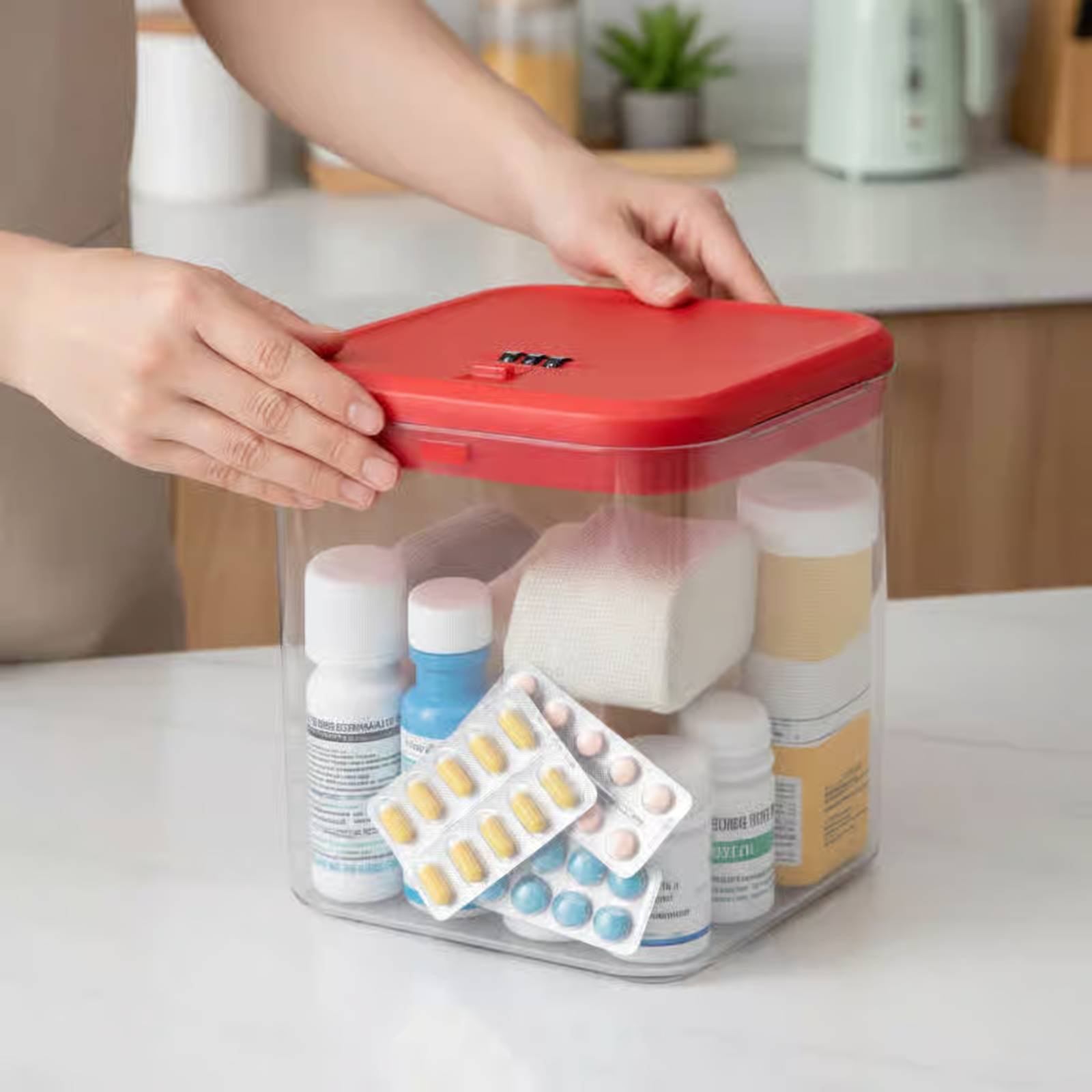 투명한 잠금 가능 상자 다용도 잠금 가능 보관 상자 식 - Kitchen 리뷰 및 가격