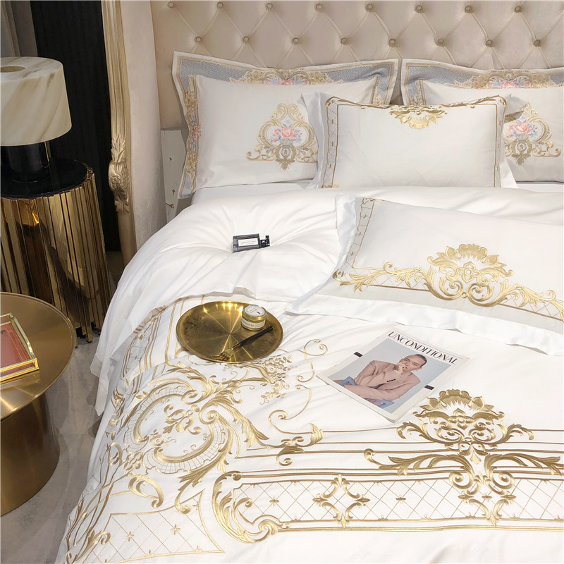 퀸 슈퍼 킹 사이즈 침구 세트 화이트 이집트 코튼 골드 - Fitted Bed Sheets Deep Pocket 리뷰 및 가격