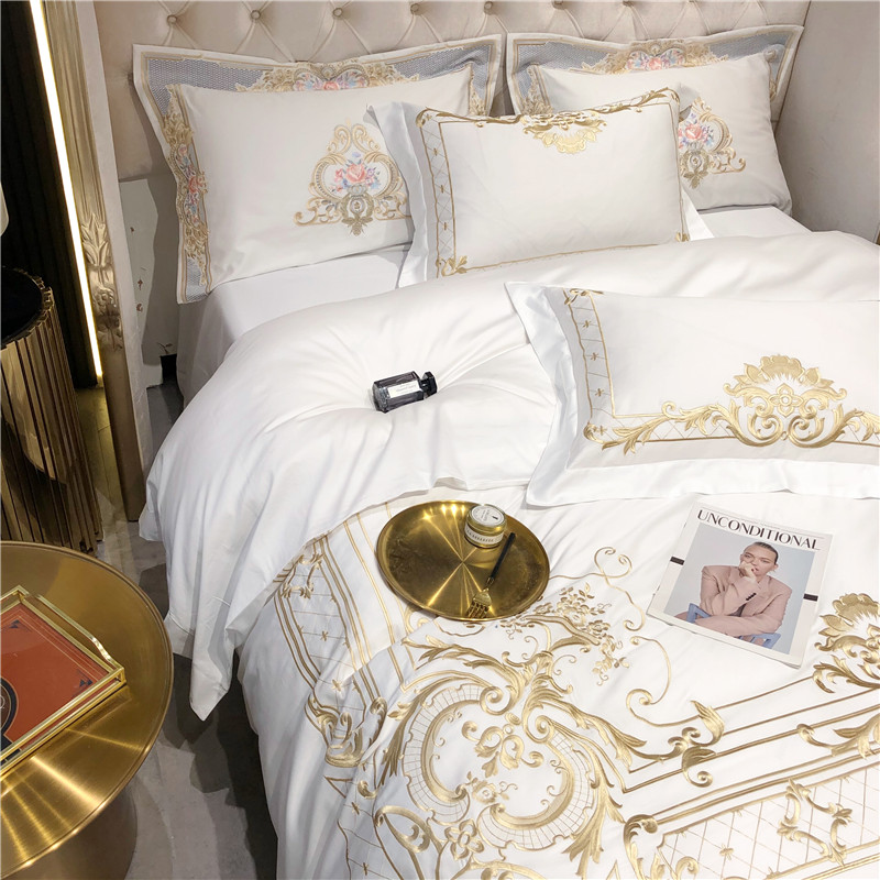 퀸 슈퍼 킹 사이즈 침구 세트 화이트 이집트 코튼 골드 - Fitted Bed Sheets Deep Pocket 리뷰 및 가격