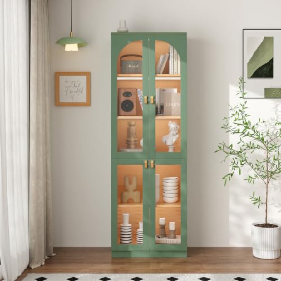 강화유리 도어가 있는 거실 사무실 장식장, 높이 71인 - Storage & Organization 리뷰 및 가격