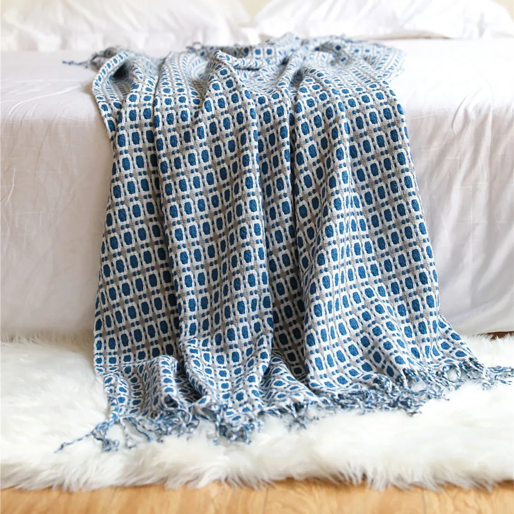 기하학적 격자 무늬 자카드 직조 담요, 보헤미안 체크무 - Boho Throw Blanket Fringe 리뷰 및 가격