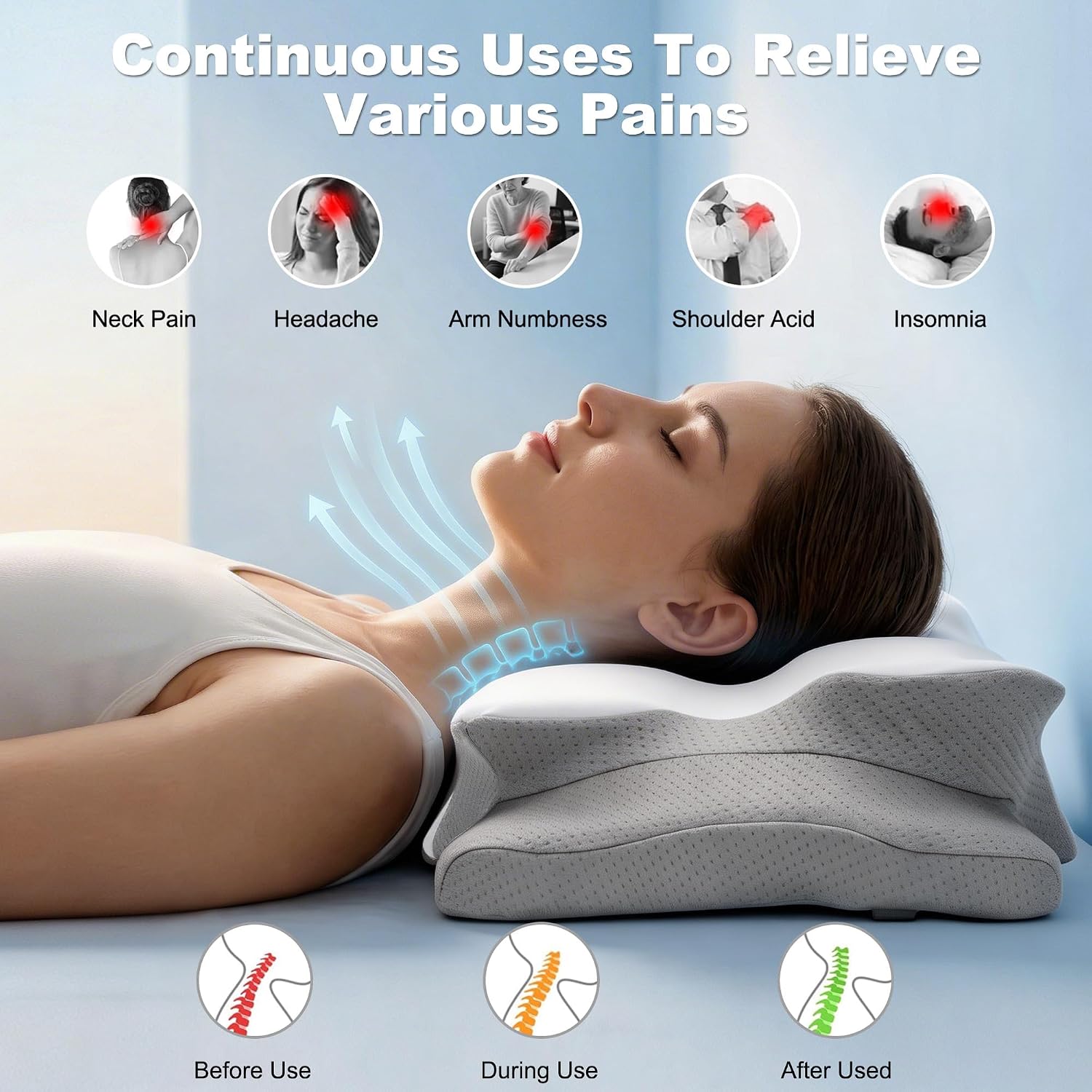 목 통증 완화를 위한 경추 베개, 인체공학적 메모리폼  - Memory Foam Orthopedic Pillow Neck Pain 리뷰 및 가격