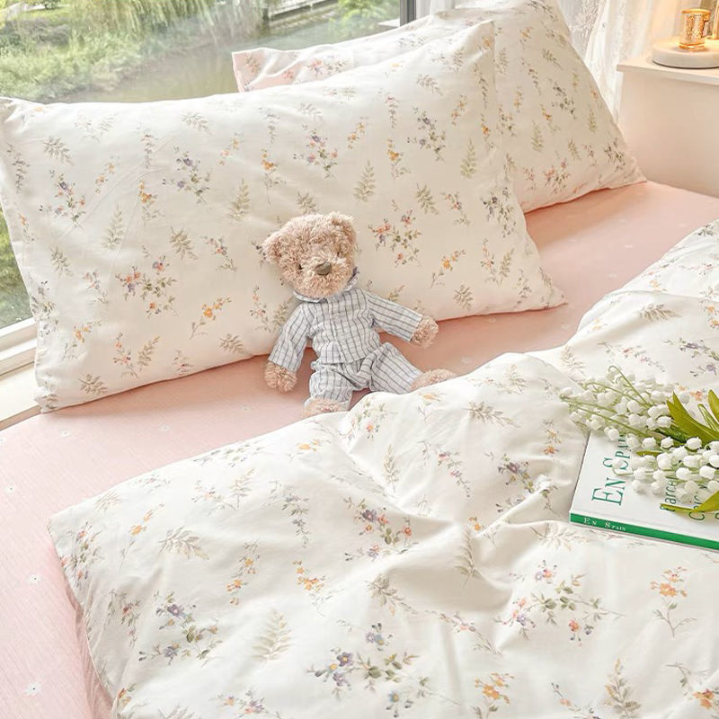 Ins 핑크 꽃 침구 세트, 패션 플랫 시트, 이불 커 - Aesthetic Floral Duvet Cover 리뷰 및 가격