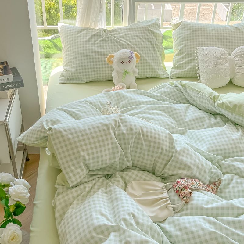 지퍼가 달린 북유럽 이불 커버 세트, 심플 격자 무늬  - Duvet Cover Sets With Zipper 리뷰 및 가격