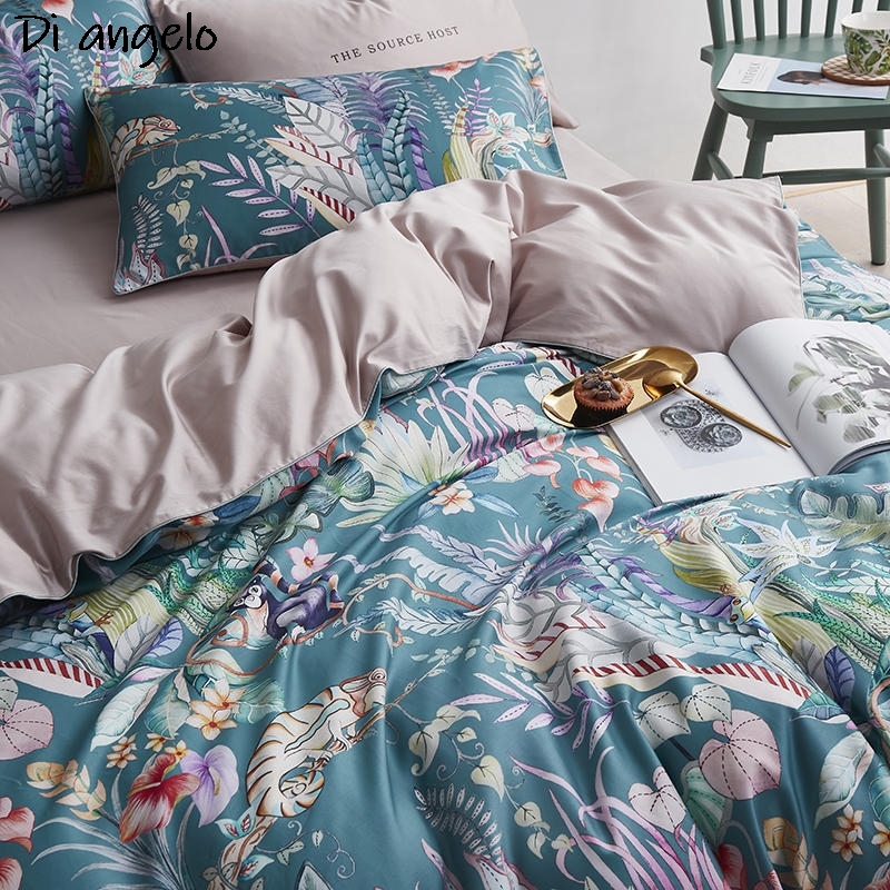 600TC 4피스 이집트산 면 꽃새 디지털 프린팅 침구 - Aesthetic Floral Duvet Cover 리뷰 및 가격