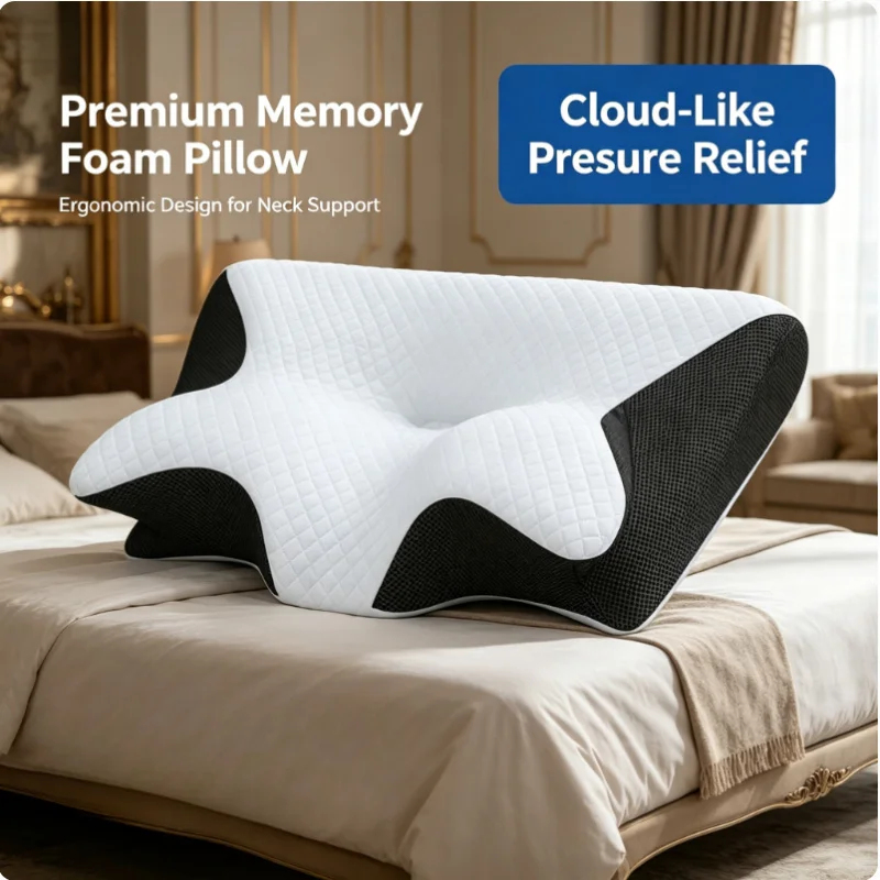 메모리폼 경추 베개 (측면, 등, 복부 수면 자세용)  - Memory Foam Orthopedic Pillow Neck Pain 리뷰 및 가격