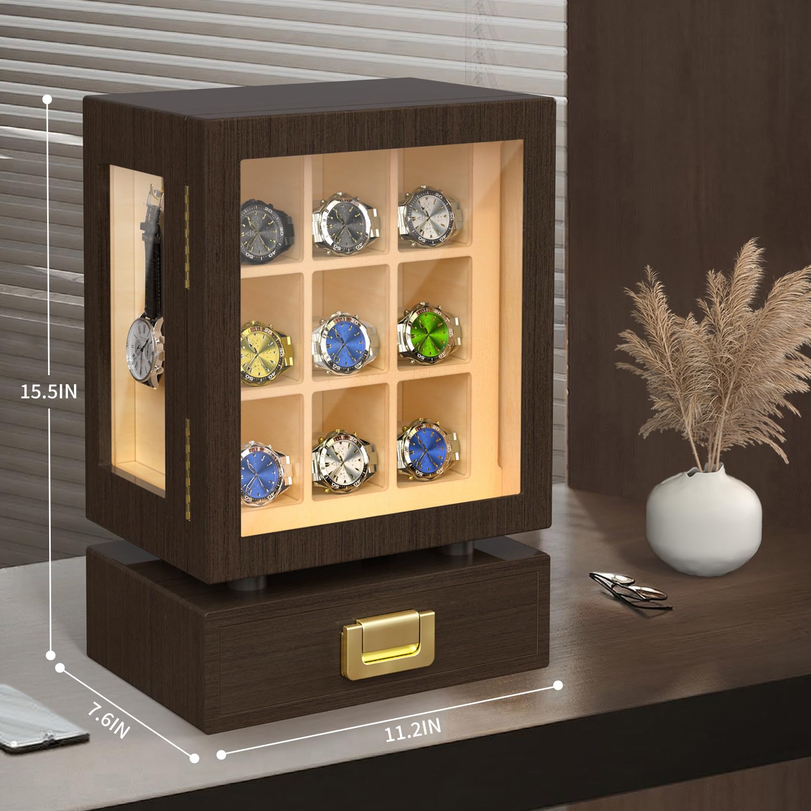 맞춤형 직사각형 나무 시계 보관함, 통원목 월넛 디스플 - Storage & Organization 리뷰 및 가격