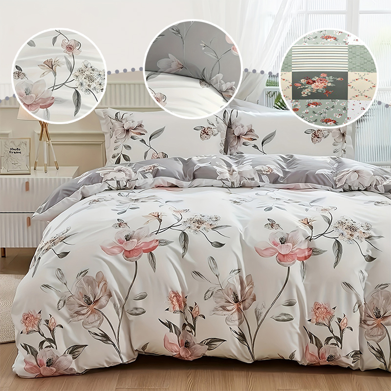 2/3PCS 녹색 꽃무늬 이불 커버 세트 퀸 사이즈 양 - Aesthetic Floral Duvet Cover 리뷰 및 가격