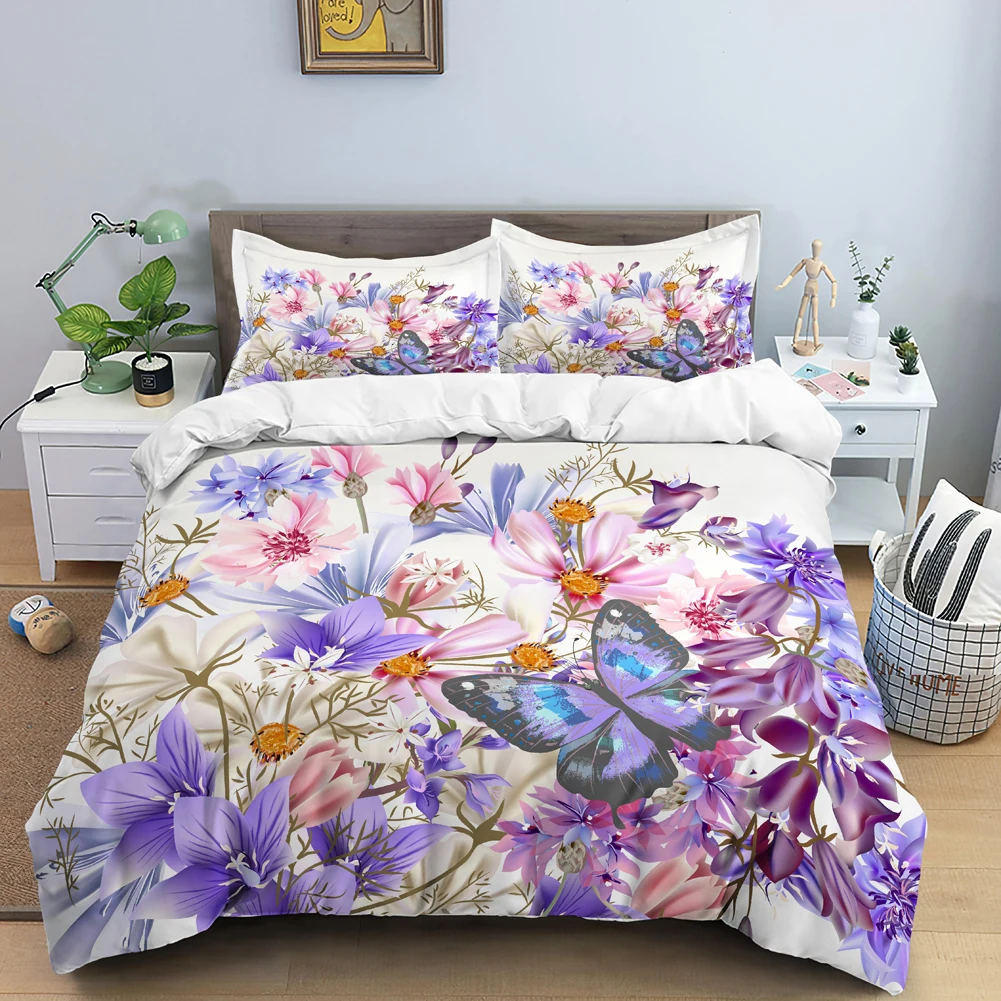 나비 침구 세트 3D 꽃 이불 커버 이불 커버 지퍼 퀸 - Duvet Cover Sets With Zipper 리뷰 및 가격