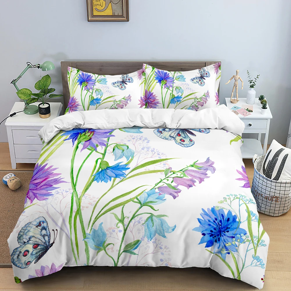 나비 침구 세트 3D 꽃 이불 커버 이불 커버 지퍼 퀸 - Duvet Cover Sets With Zipper 리뷰 및 가격