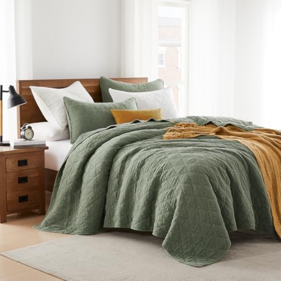 사이즈 퀼트 세트, 무슬린 코튼 쉘, 다운-알트 폴리  - Muslin Cotton Bedspread 리뷰 및 가격