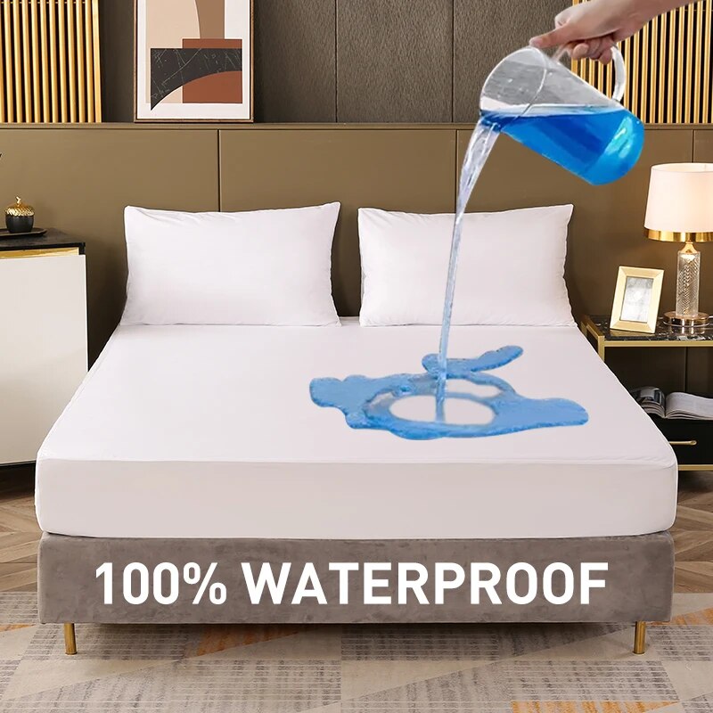 침실용 방수 장착 시트 침구 커버, 침대 천, 단색 매 - Waterproof Mattress Protector Breathable 리뷰 및 가격