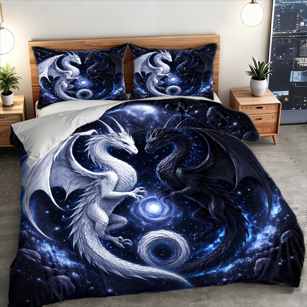 3피스 별빛 하늘 용 토템 이불 커버 세트, 3피스 침 - Duvet Cover Sets With Zipper 리뷰 및 가격