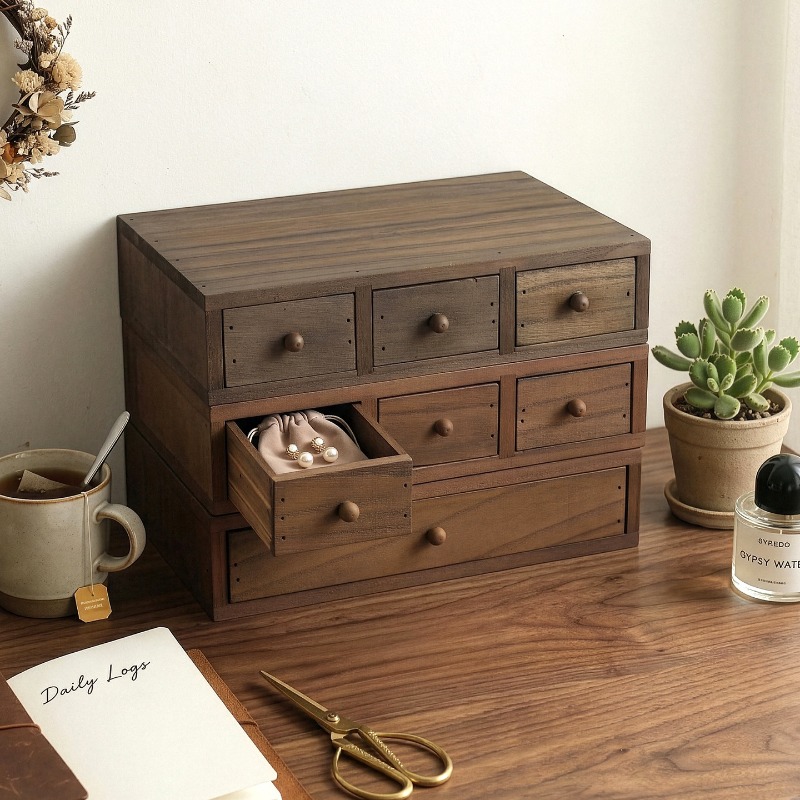 나무 데스크탑 수납함 모니터 높이 조절 선반 보석 서랍 - Storage & Organization 리뷰 및 가격
