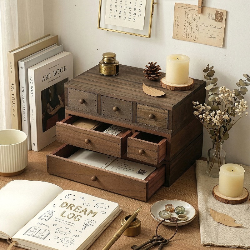 나무 데스크탑 수납함 모니터 높이 조절 선반 보석 서랍 - Storage & Organization 리뷰 및 가격
