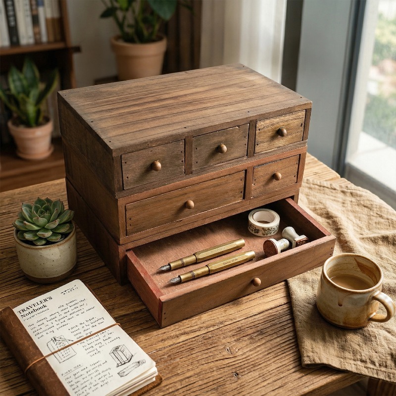 나무 데스크탑 수납함 모니터 높이 조절 선반 보석 서랍 - Storage & Organization 리뷰 및 가격