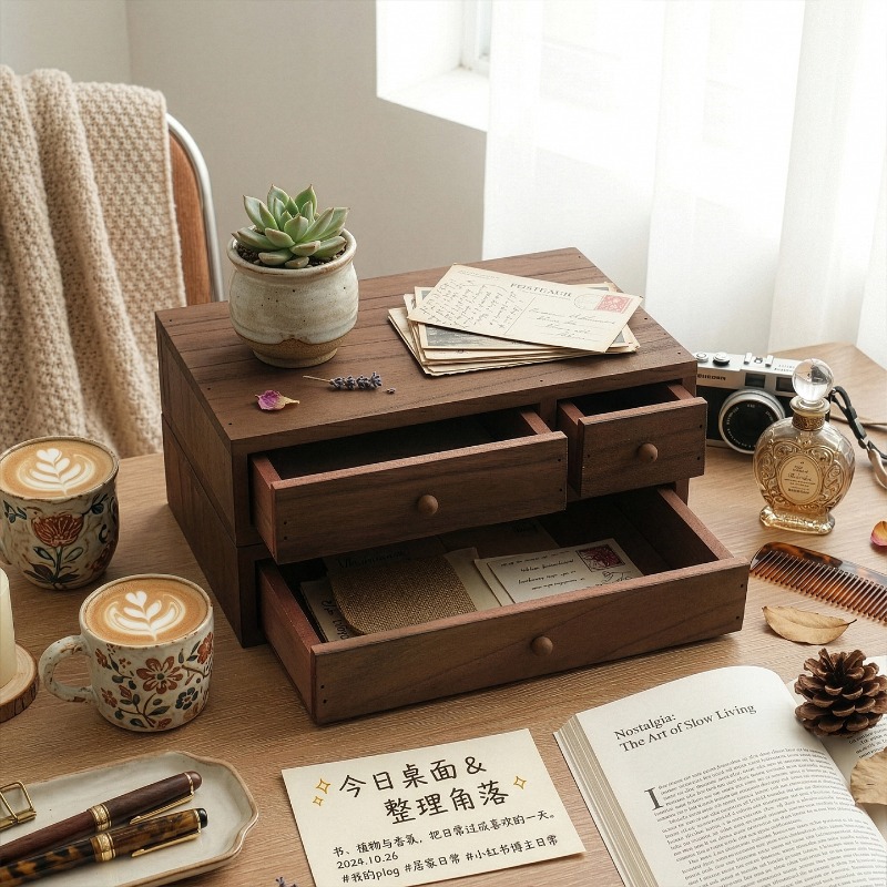 나무 데스크탑 수납함 모니터 높이 조절 선반 보석 서랍 - Storage & Organization 리뷰 및 가격