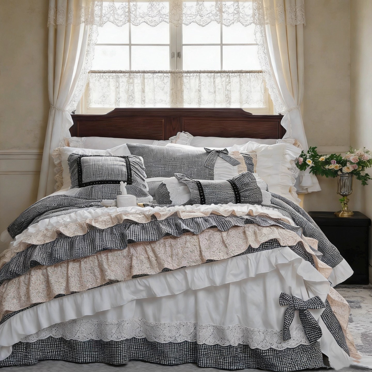컨트리 코티지코어 침구 세트 공주풍 플래드 플로럴 러플 - Aesthetic Floral Duvet Cover 리뷰 및 가격