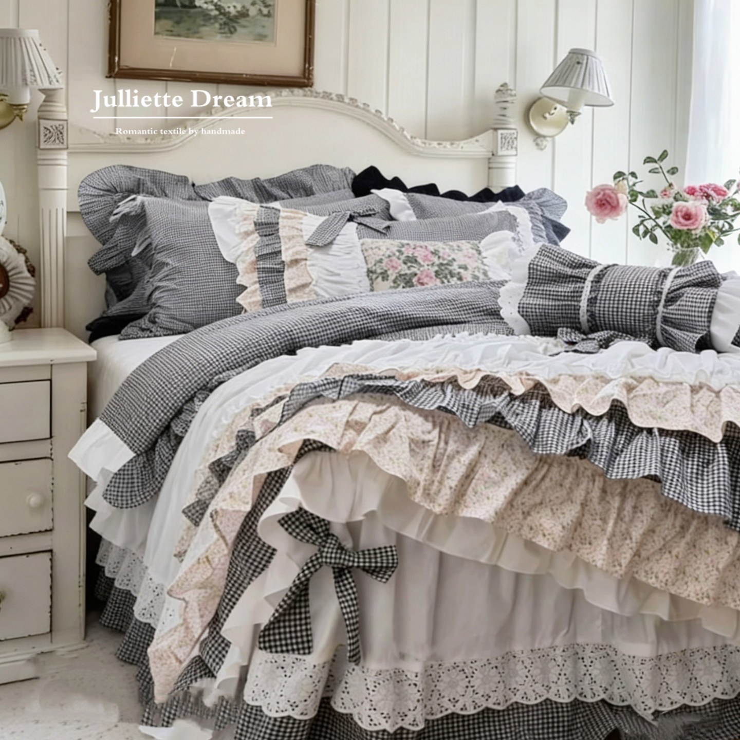 컨트리 코티지코어 침구 세트 공주풍 플래드 플로럴 러플 - Aesthetic Floral Duvet Cover 리뷰 및 가격