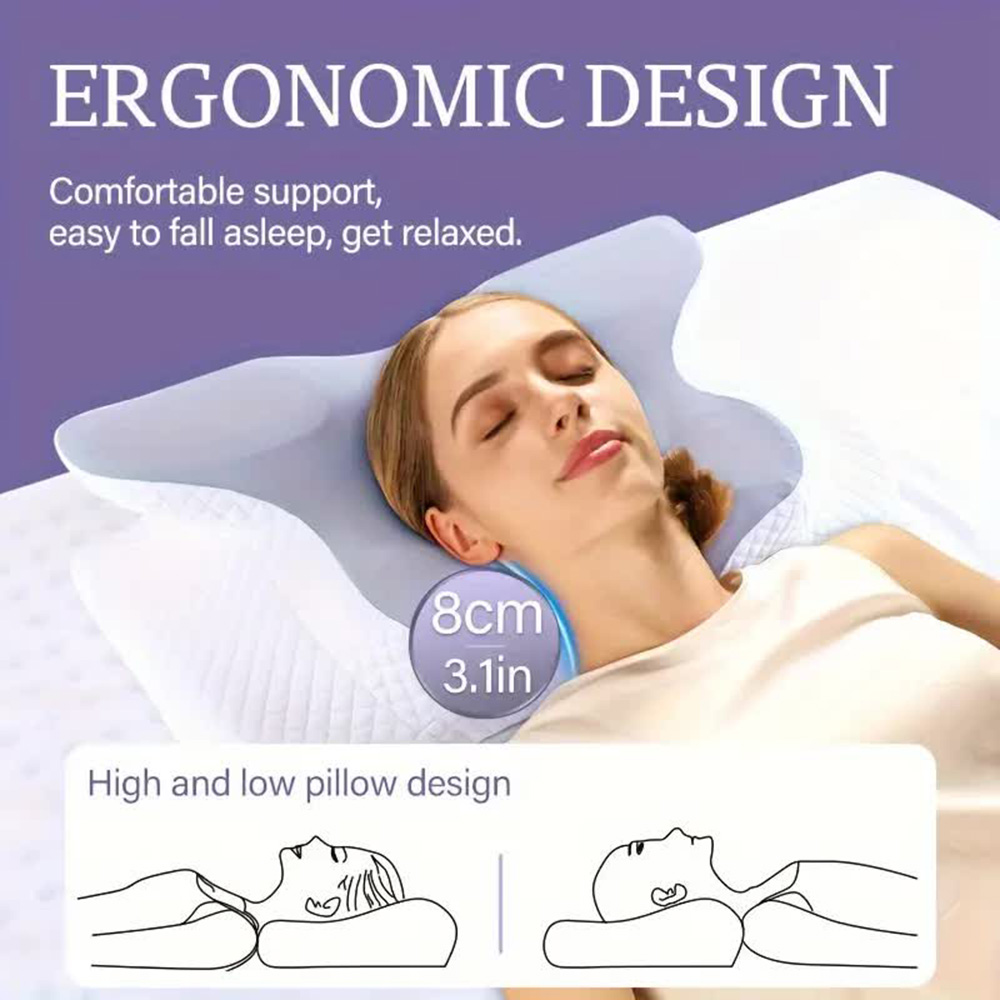 메모리 폼 베개 나비 모양의 편안한 자궁 경부 느린 리 - Memory Foam Orthopedic Pillow Neck Pain 리뷰 및 가격