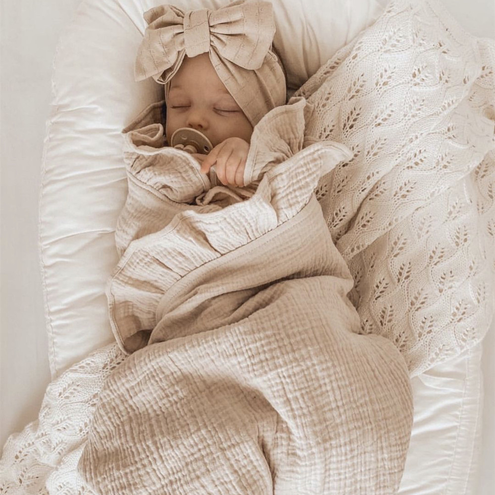 INS Ruffled Muslin 아기 Swaddle  - Muslin Cotton Bedspread 리뷰 및 가격