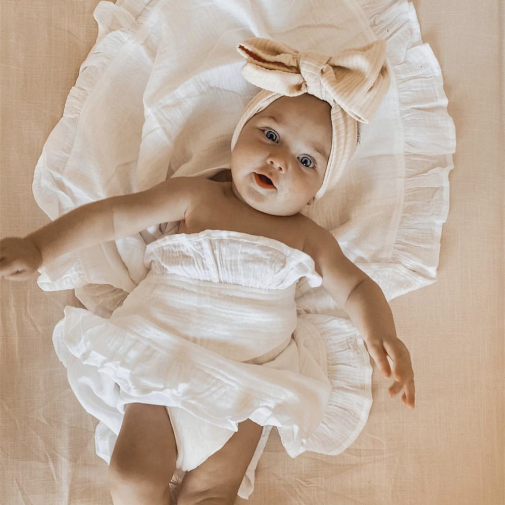 INS Ruffled Muslin 아기 Swaddle  - Muslin Cotton Bedspread 리뷰 및 가격